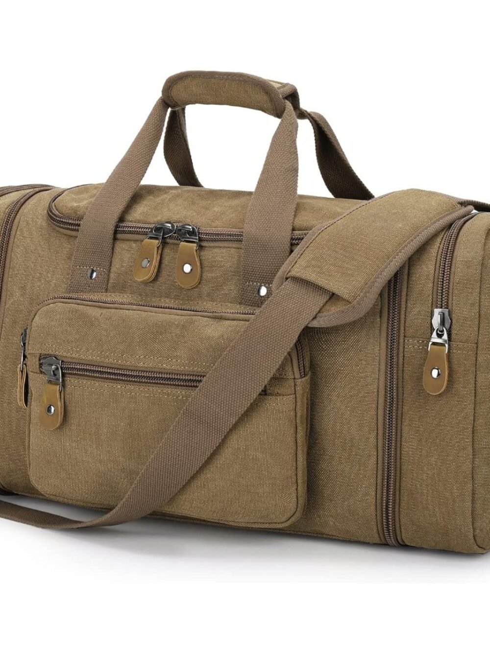 Canvas Duffle Bag, Expandable 50L Travel Overnight Weekender Bag